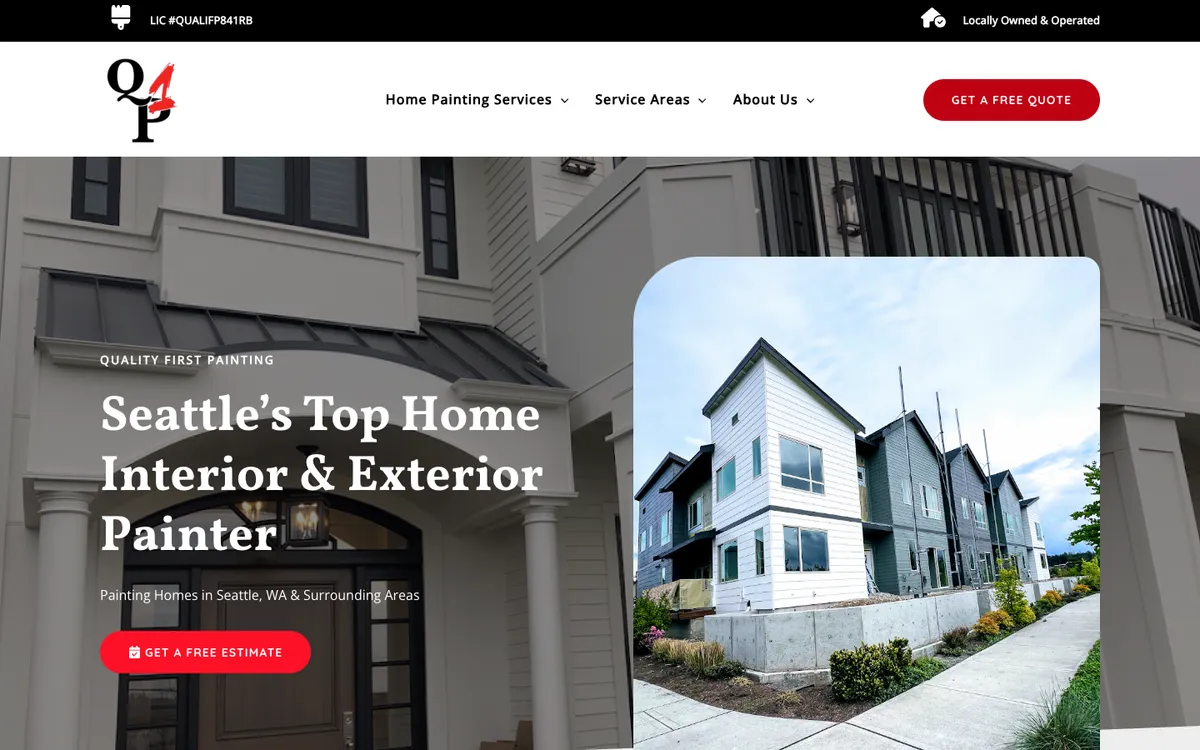 Screenshot of the q1paintingwa.com homepage