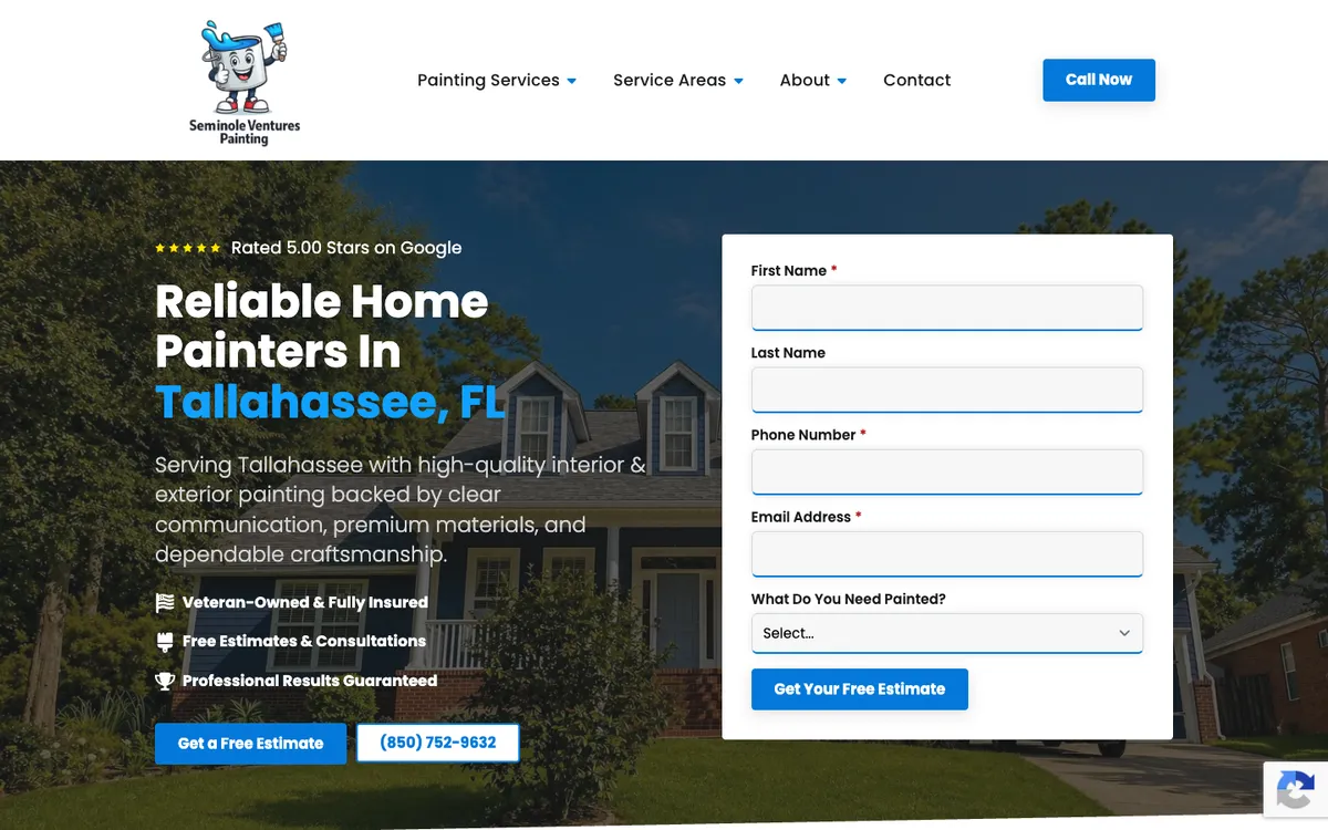 Screenshot of the seminoleventures.com homepage